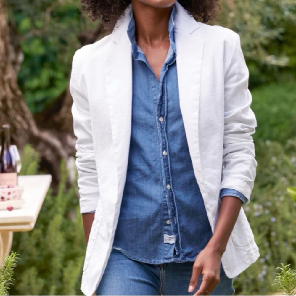 Frank & Eileen Women's Classic White Blazer - Dublin Linen (Size M)